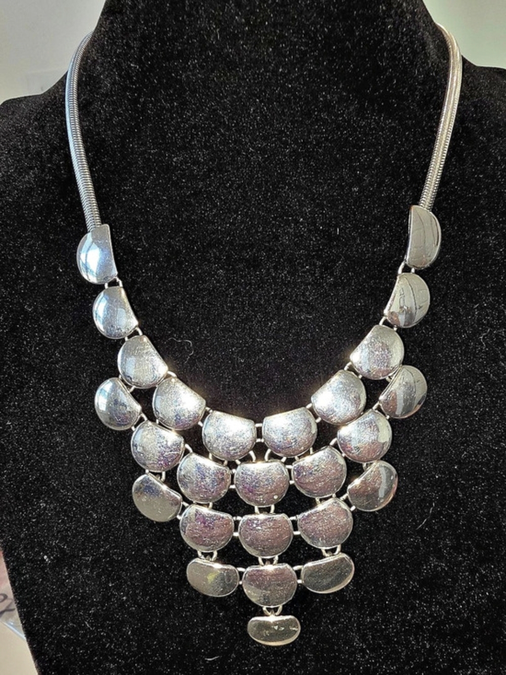 Express High Polished Moveable Silver-Tone Necklace Adjustable 18 To 20 in